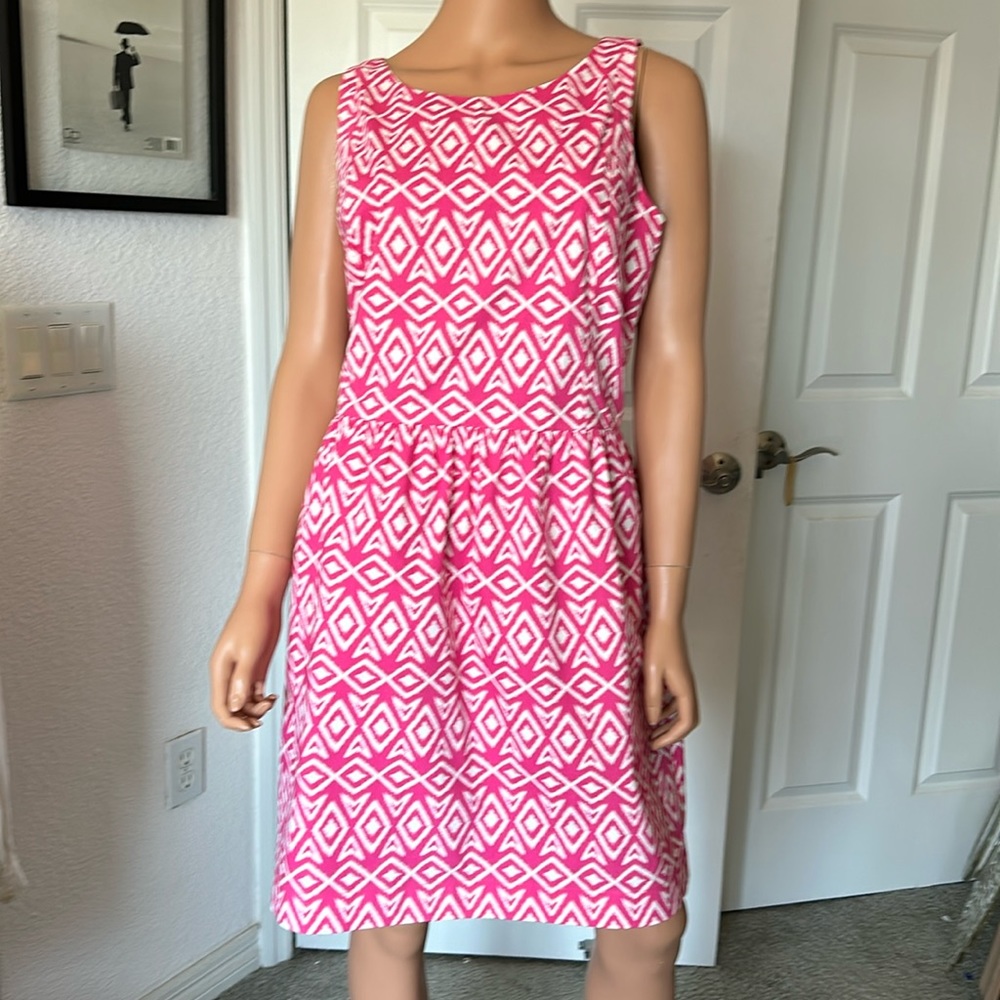 BEAUTIFUL BROOKS BROTHERS 346 SLEEVELESS SUNDRESS. Size 14P. Pink/White. EUC.